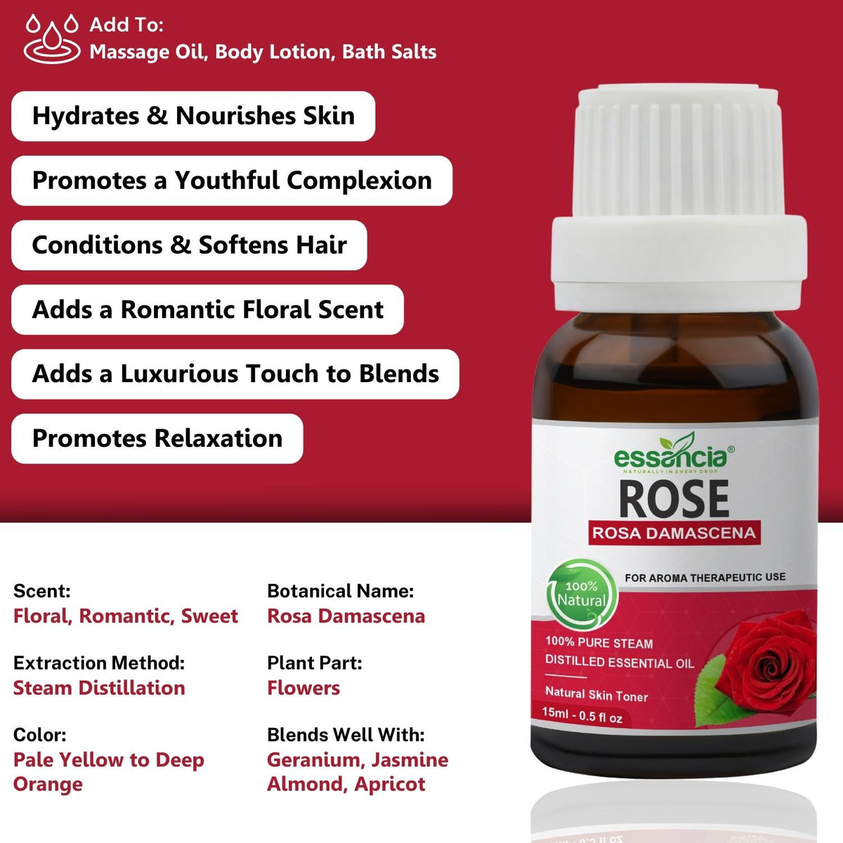 Rose oil store uses