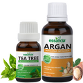 Pack of 2 Essential & Carrier Oils (Tea Tree & Argan) Essancia