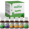 Pack of 6 Essential oils (Tea Tree, Lavender, Eucalyptus, Frankincense, Cedarwood, Clove Bud) Essancia