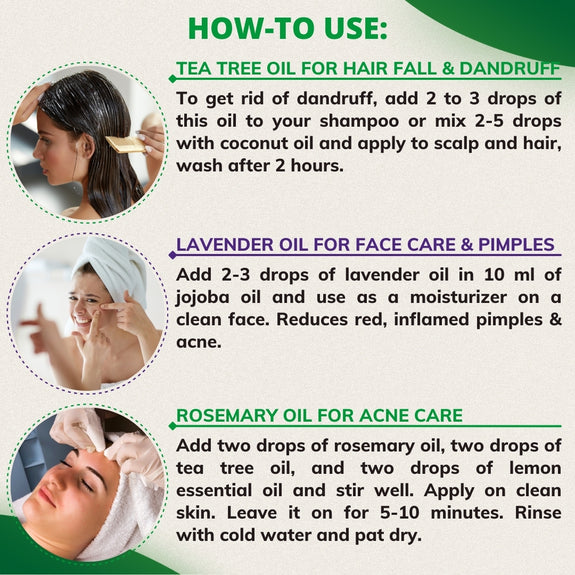 tea tree and lavender oil for hair Pack of 5 Essential Oils (Tea Tree, Lavender, Orange, Peppermint, Rose – Essancia®