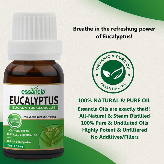 Pack of 6 Essential oils (Tea Tree, Lavender, Eucalyptus, Frankincense –  Essancia®
