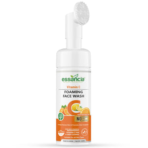 Essancia Vitamin C Foaming Face Wash with Silicone Cleanser Brush - Deep Cleanse, Brighten & Rejuvenate (150ml)
