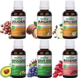 Pack Of 6 Carrier Oils (Avocado, Grape Seed, Argan, Rosehip, Jojoba, Apple Seed)