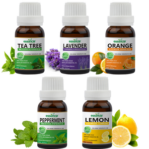 Pack of 5 Essential oils (Tea Tree, Lavender, Orange, Peppermint, Lemon)