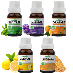 Pack of 5 Essential Oils (Tea Tree, Lavender, Lemon, Orange, Frankincense)