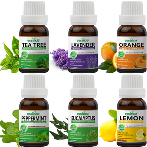 Pack of 6 Essential oils (Tea Tree, Peppermint, Orange, Lavender, Lemon, Eucalyptus)