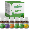 Pack of 6 Essential oils (Tea Tree, Peppermint, Orange, Lavender, Lemon, Eucalyptus) Essancia