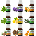 Pack of 9 Essential Oils (Tea Tree, Lavender, Lemon, Orange, Peppermint, Eucalyptus, Cedarwood, Clove Bud, Turmeric) Essancia