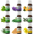 Pack of 9 Essential Oils (Tea Tree, Lavender, Orange, Peppermint, Eucalyptus, Frankincense, Ylang Ylang, Lemongrass, Rosemary) Essancia
