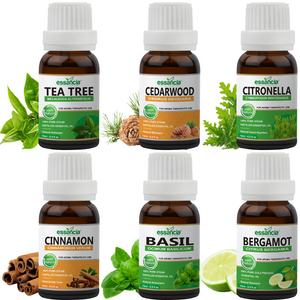 Pack of 6 Essential oils ( Tea Tree, Basil, Bergamot, Cinnamon, Cedarwood, Citronella)